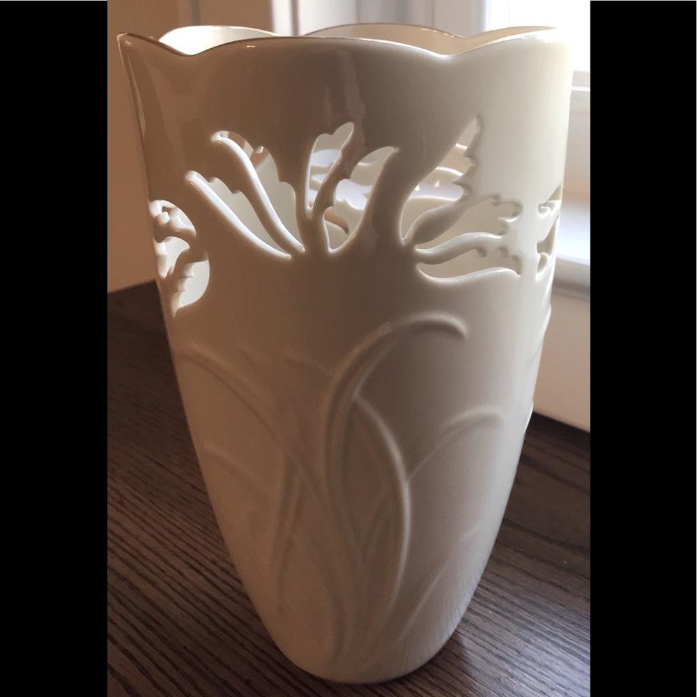 Lenox vase 10” tall x 6” wide at top.